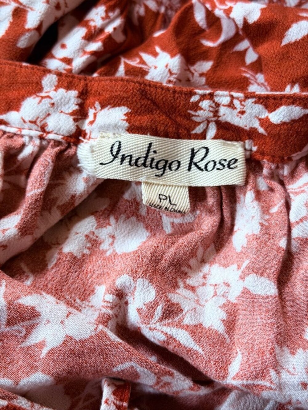 Indigo Rose Dress Petite Large Women’s Brick Brown Floral Midi Kimono View 6